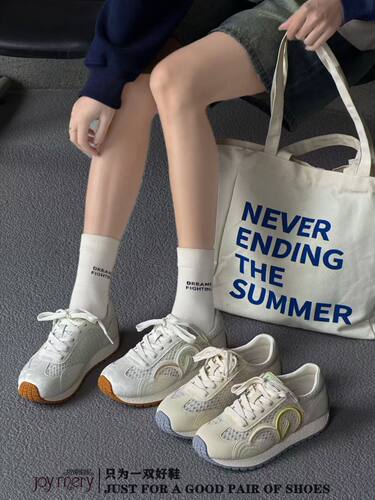 专柜正品娇娅媚妮2026新款牛皮网面透气休闲运动鞋德训鞋女鞋