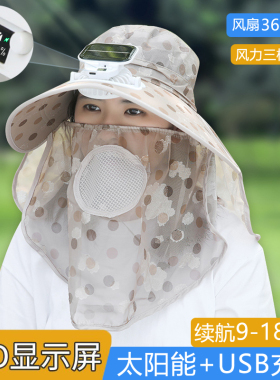 夏季新款防晒风扇帽子女面罩大檐