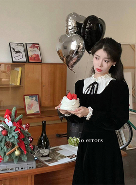 不出错No errors黑天鹅 丝绒拼接花边袖精致衬衫女小众设计内搭冬