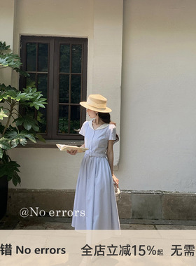 不出错No errors 复古条纹海军领短袖连衣裙2026夏季新品