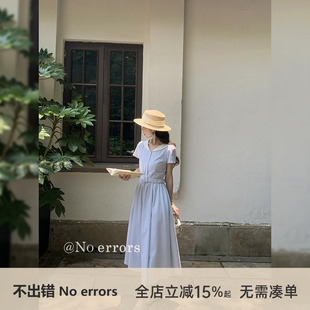 不出错No errors 复古条纹海军领短袖连衣裙2026夏季新品