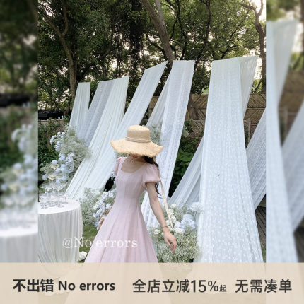 不出错No errors 天丝亚麻12片立裁方领连衣裙法式短袖A字裙