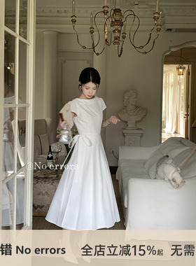 不出错No errors【幸子小姐】设计感系带船领连衣裙2025夏季新款
