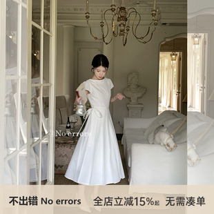 不出错No errors【幸子小姐】设计感系带船领连衣裙2025夏季新款