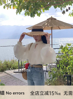 不出错No errors【智媛oni】温柔仙气蕾丝软纱灯笼袖上衣26春新款