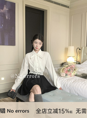 不出错 No errors 法式优雅可拆卸花朵飘带两穿衬衫 2025秋新款