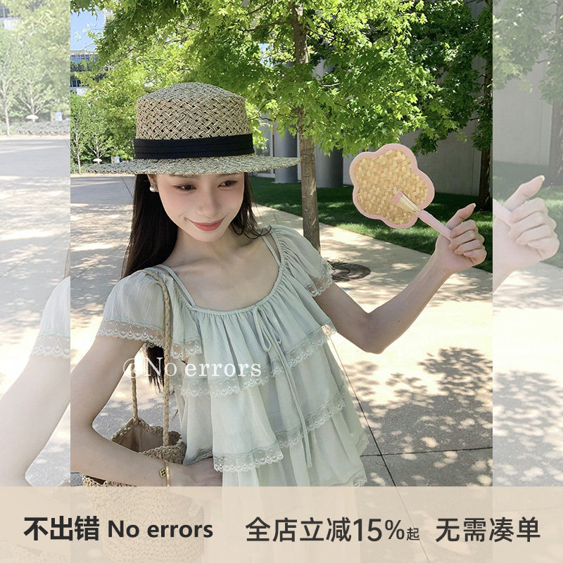 不出错 No errors【盛夏物语】100天丝蕾丝拼接小衫