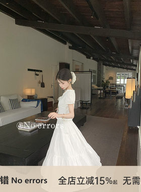 不出错 No errors 100棉提花法式少女感上衣半裙套装