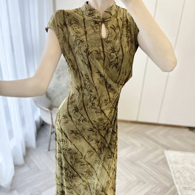 复古新中式改良包袖旗袍裙子