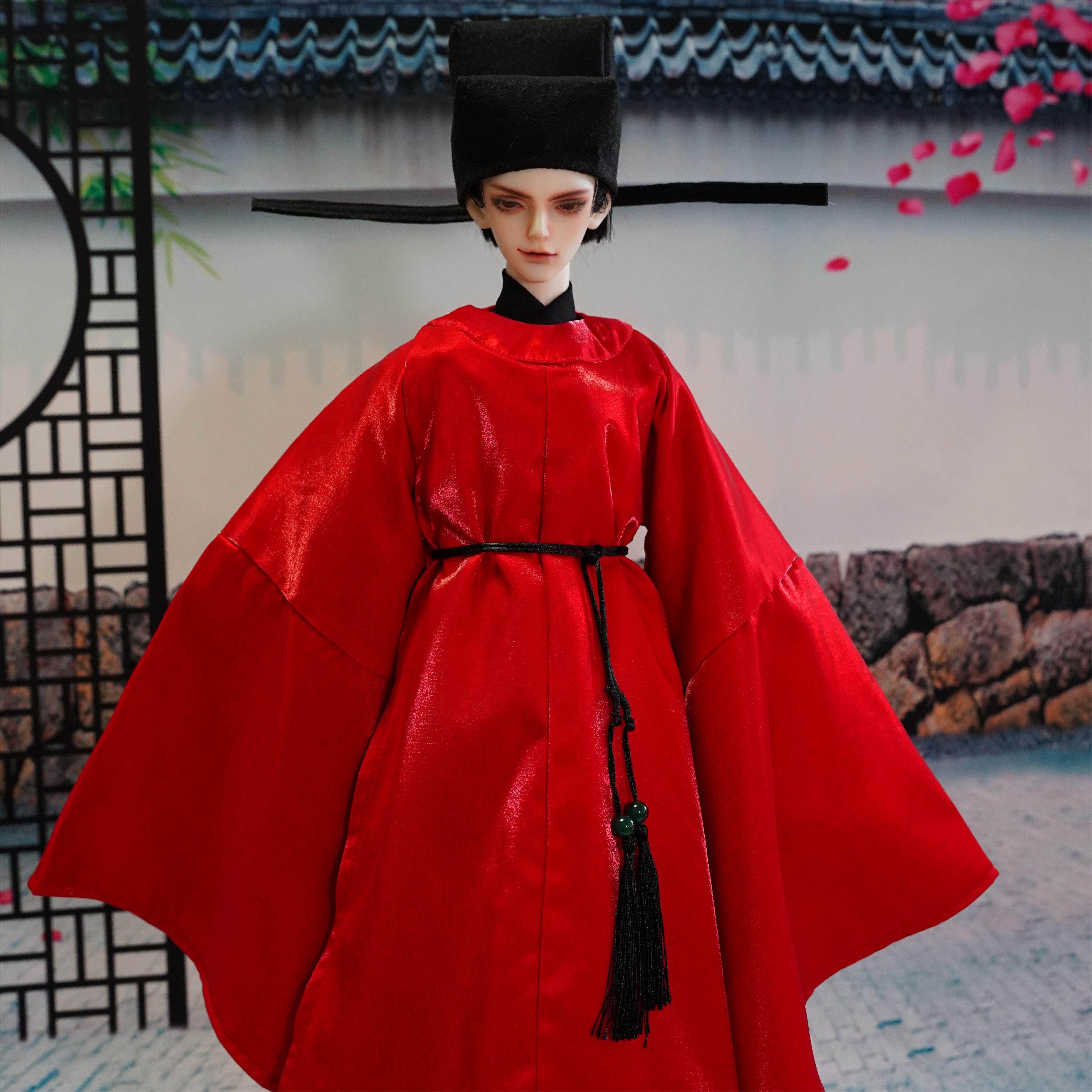 【玲珑阁】bjd娃衣红宋制襕袍古装汉服亮光锦婚服官服吉服三分叔