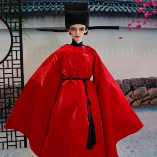【玲珑阁】bjd娃衣红宋制襕袍古装汉服亮光锦婚服官服吉服三分叔