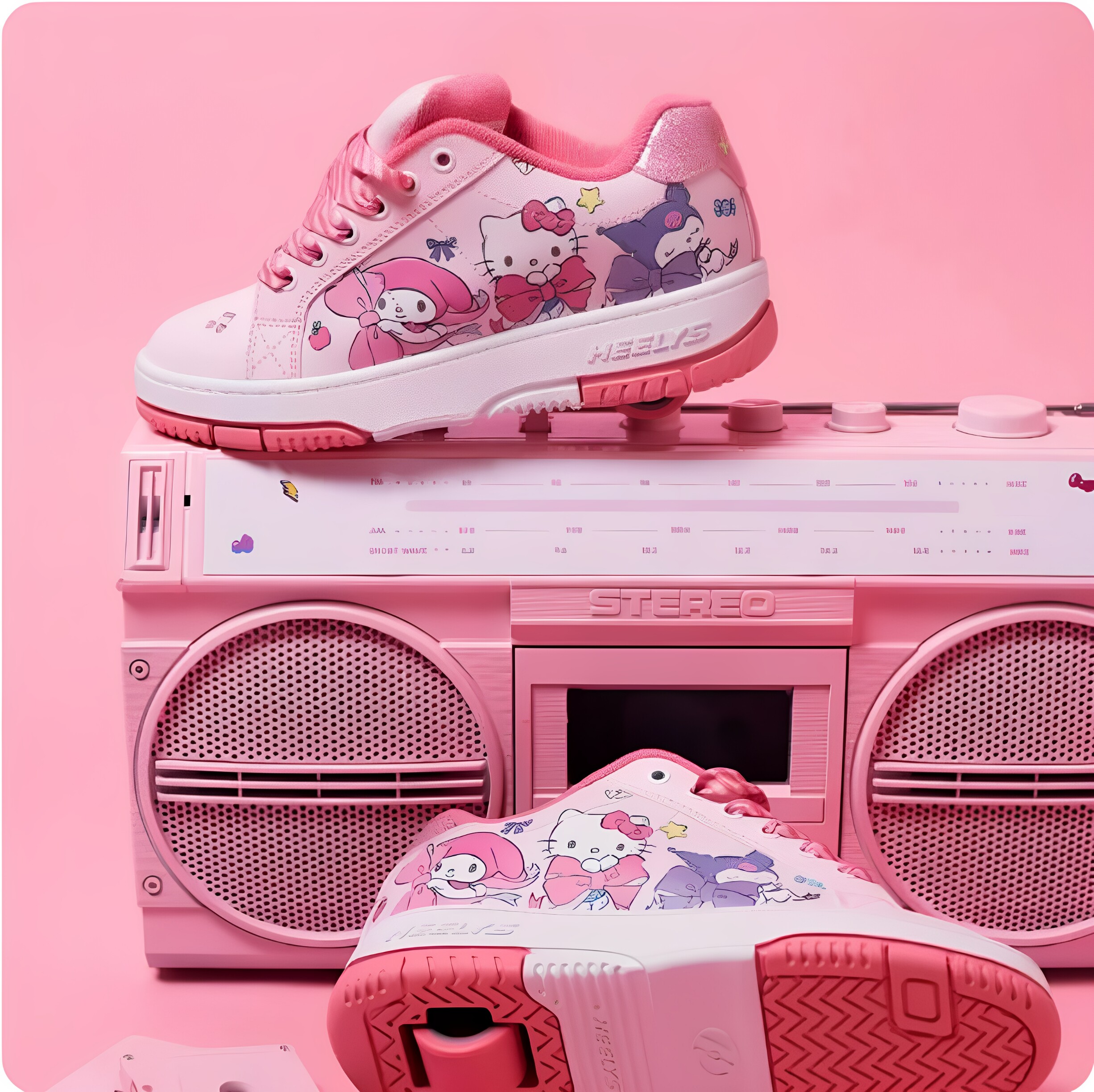 美国heelys暴走鞋kitty猫儿童学生成人单轮轮滑鞋防滑橡胶轮