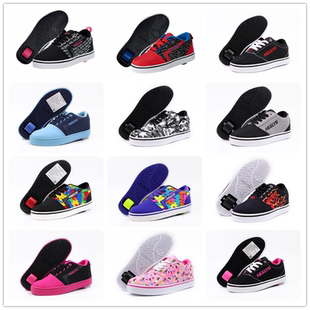 美国heelys暴走鞋儿童学生成人轮滑鞋暴走鞋可走路帆布两用鞋滑轮