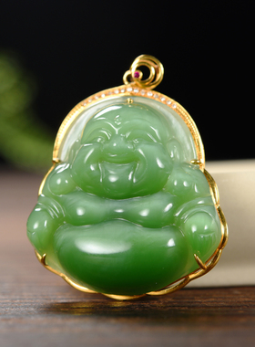 金镶玉碧玉佛公吊坠