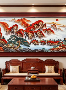 景德镇大型瓷板画手绘鸿运当头装饰画中式书房玄关客厅装饰挂画