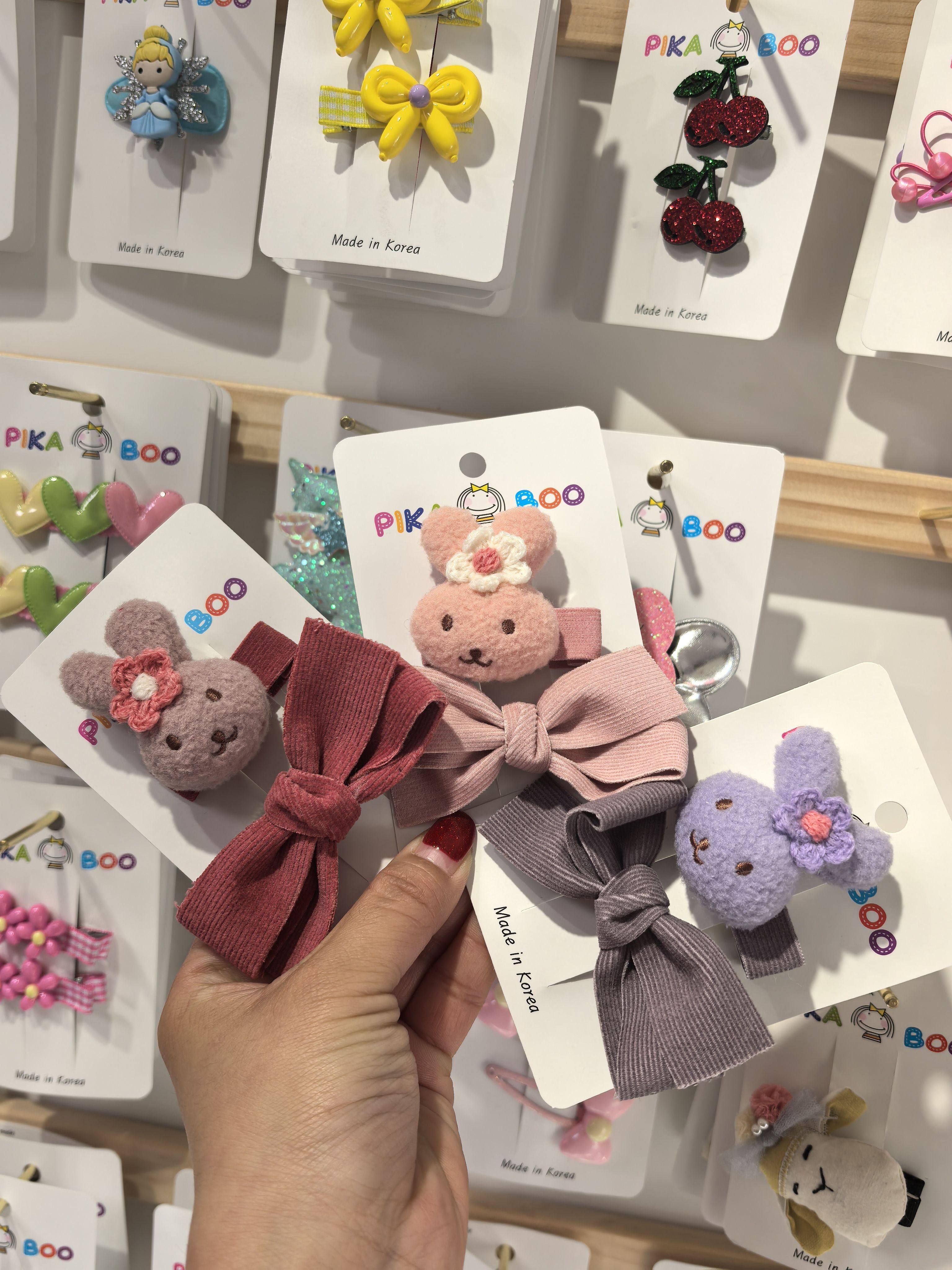 Pikaboo儿童发饰女童宝宝公主头饰可爱兔子蝴蝶结发夹套装边夹