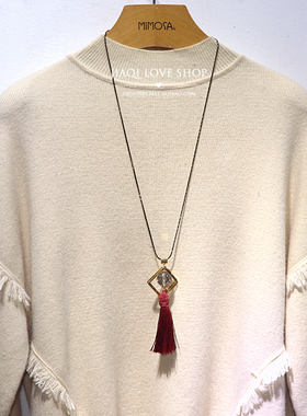 韩版水晶长款毛衣链挂件流苏吊坠