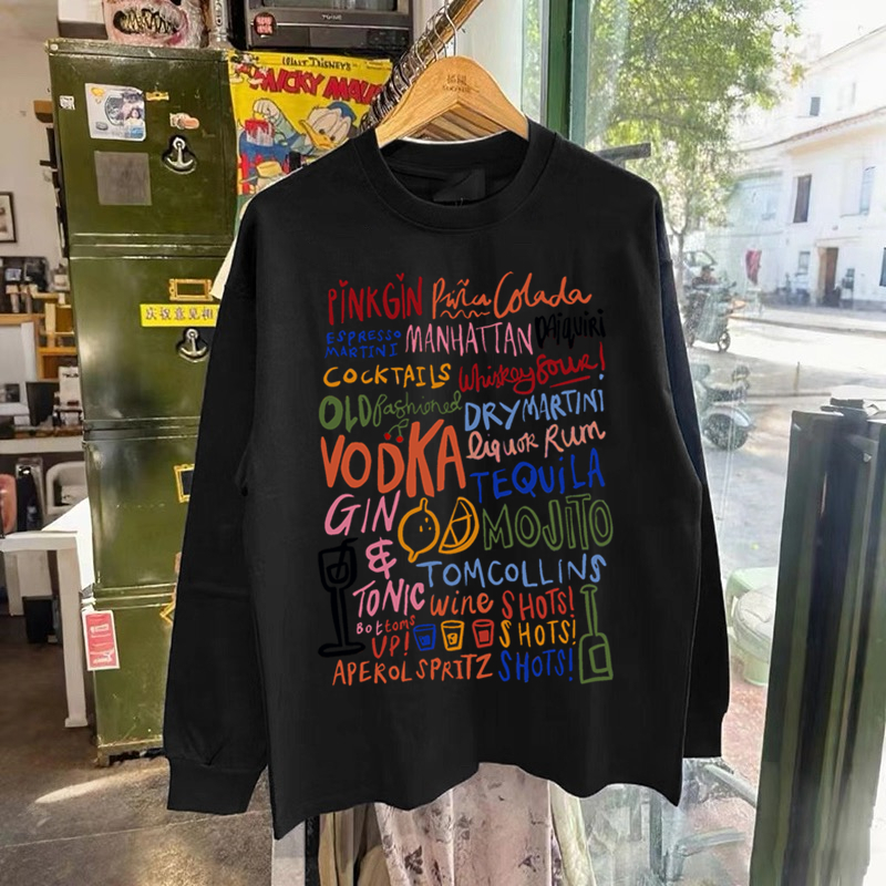 外贸出口订单~秋冬潮牌长袖T恤男美式纯棉重磅酒庄宽松打底衫上衣