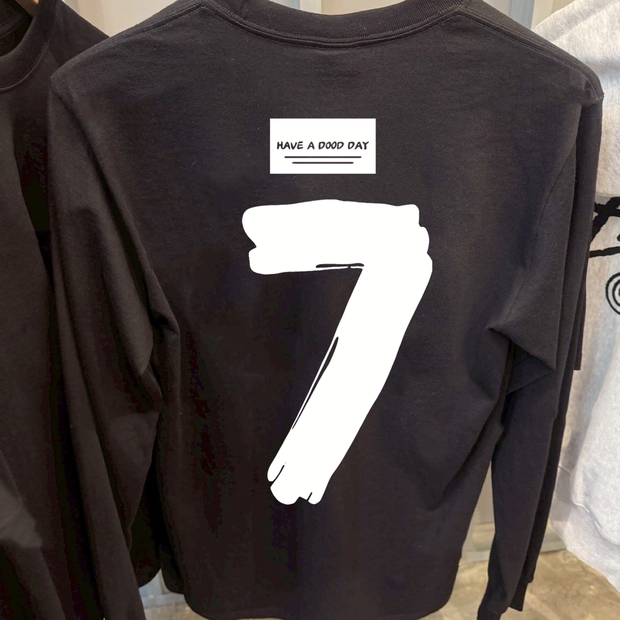 300克重磅纯棉！春秋潮牌长袖男数字7美式休闲宽松打底衫防晒衣服