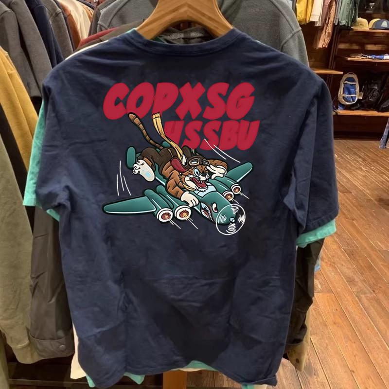 春夏季新款纯棉重磅潮牌短袖T恤男美式休闲飞虎队宽松防晒半袖女,男装,时尚防晒服,淘宝优惠券,粉丝福利购,淘宝优惠卷