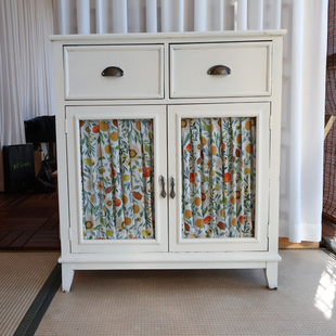 玻璃门橱柜子遮丑绷纱帘美式乡村复古碎花不透人免打孔内开窗遮挡