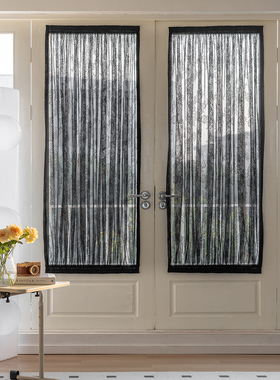 黑色绷纱帘轻奢高档阳台免打孔花色洛可可防晒防窥法式蕾丝门窗帘