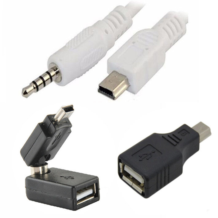 汽车载t型口mini usb转aux3.5mm公音频线老车接u盘手机耳机转接头