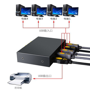 四两台电脑4usb连打印机共享分线器一分二转换器共用数据线一拖三