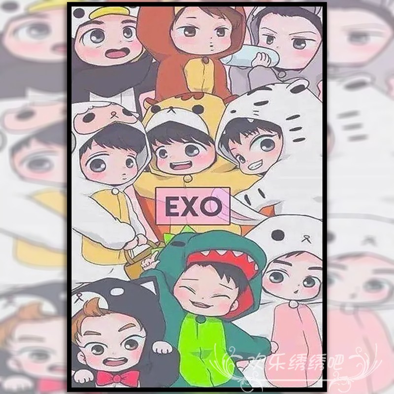 exo男团十字绣自己绣2021新款卧室q版萌系动漫人物刺绣手工钻石画