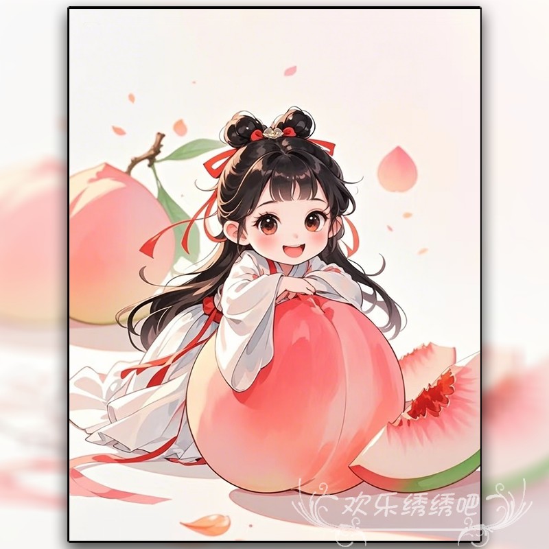 十字绣2025新款满绣古风少女卧桃自己绣小件简单刺绣钻石画满钻5d
