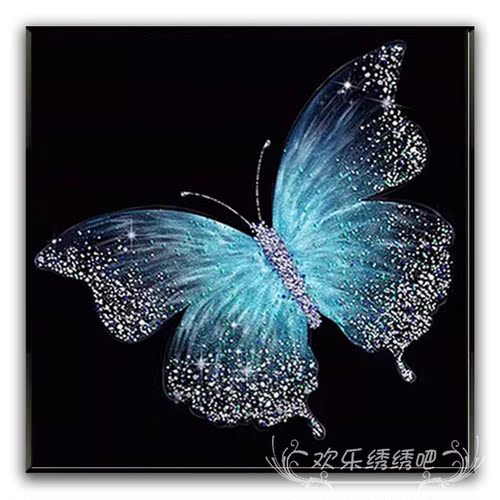 高颜值十字绣2026新款满绣梦幻蓝色蝴蝶简单手工制作刺绣钻石贴画