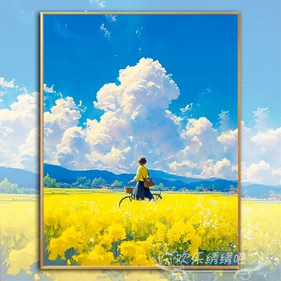 2025新款十字绣套件田园风金灿花田小幅初学者手工diy刺绣钻石画