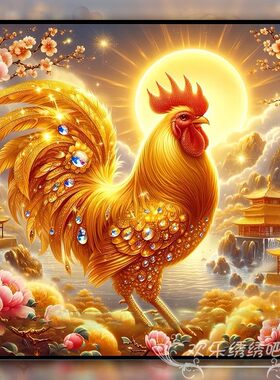 金鸡报晓十字绣新款满绣客厅餐厅生肖鸡动物图案刺绣手工钻石画5d