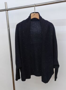 璀璨闪耀山羊绒金豆豆纱蝙蝠袖长袖宽松针织开衫外套