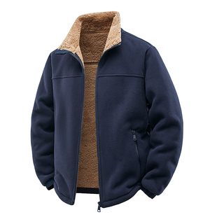 Male Winter Warm Jacket Thick Fleece Thermal Coat Black/Blue