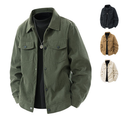 灯芯绒外套翻领工装夹克休闲户外