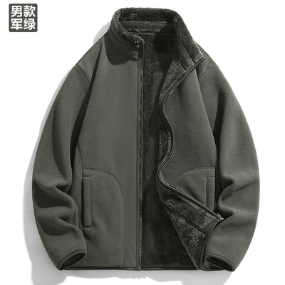 秋冬情侣双面绒抓绒卫衣立领户外