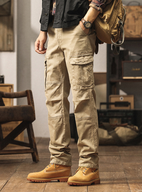 Tactical Cargo Pants Men Overalls Outdoor Work TrousersKhaki