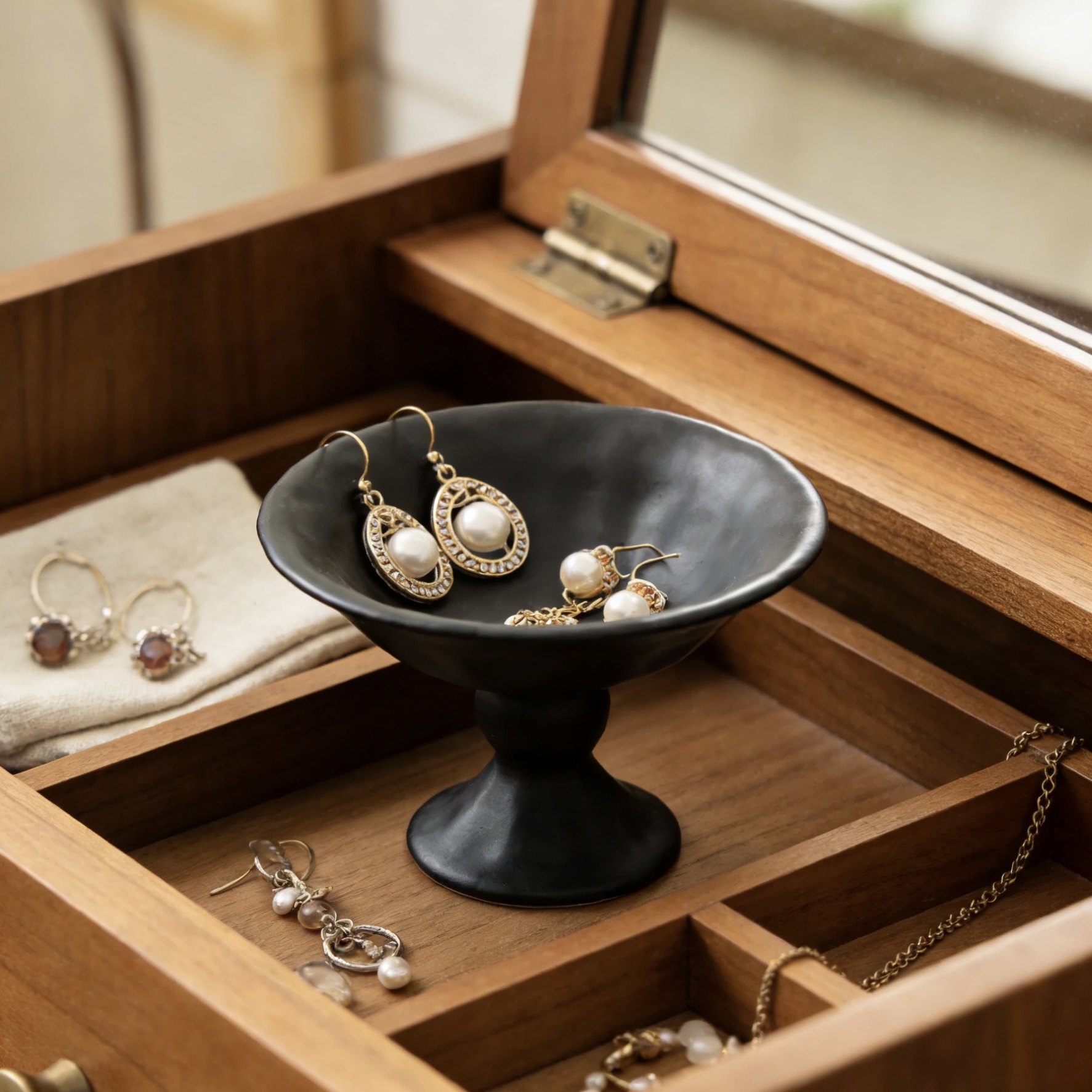 复古陶瓷首饰收纳盒家用梳妆台桌面耳环耳钉项链饰品收纳托盘摆件,家居饰品,香薰托盘,淘宝优惠券,粉丝福利购,淘宝优惠卷