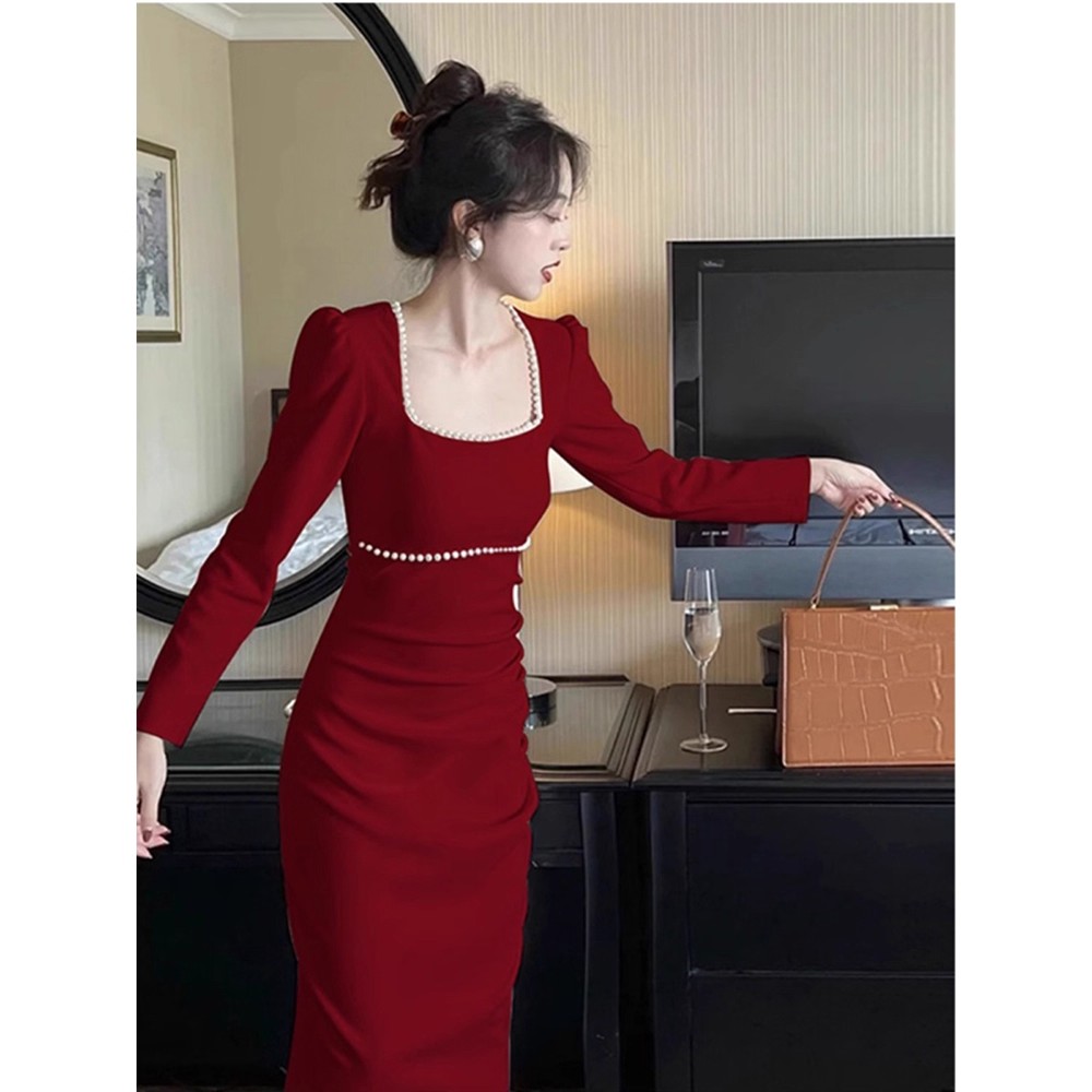 敬酒新娘平时可穿酒红色结婚礼服