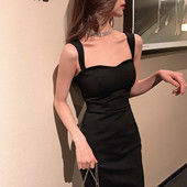 2026夏季 显瘦气质通勤连衣裙女小礼服 高腰修身 新款 性感风吊带无袖
