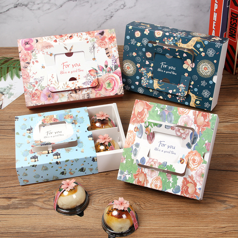 蛋黄酥包装盒礼品礼盒4/6/8粒装手提月饼绿豆糕开窗蛋挞雪花酥盒