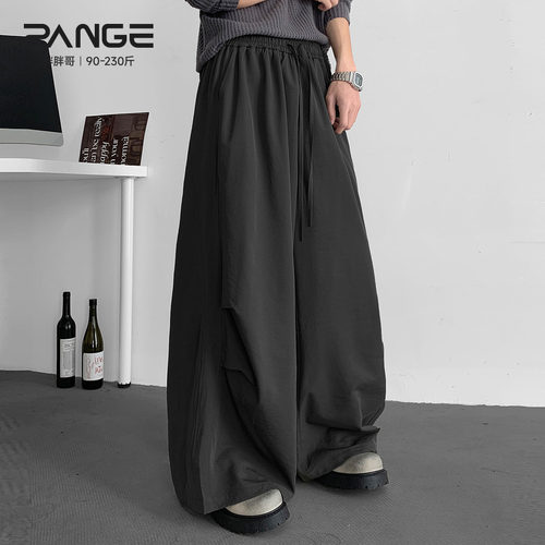 胖胖哥美式高街休闲裤男2025秋季新款潮牌直筒男生宽松大码阔腿裤