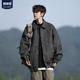 宽松加厚男生皮衣外套 潮牌高级大码 美式 复古翻领pu皮夹克男春季