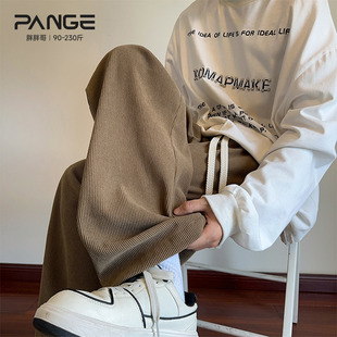 胖胖哥大码宽松百搭休闲裤男士春季新款内景大码灯芯绒基础款卫裤