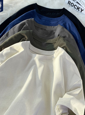 260g纯棉t恤男士夏季短袖白色重磅潮牌大码半袖宽松休闲体恤男装