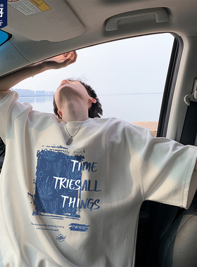 胖胖哥cityboy白色纯棉重磅短袖T恤男夏季新款潮牌大码宽松半截袖