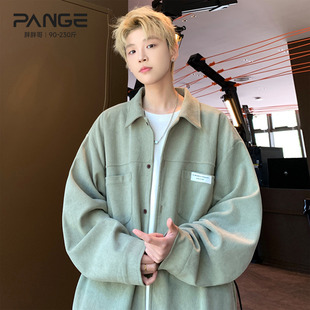 潮流大码 胖胖哥重磅灯芯绒长袖 2025新款 男春季 宽松衬衣外套 衬衫