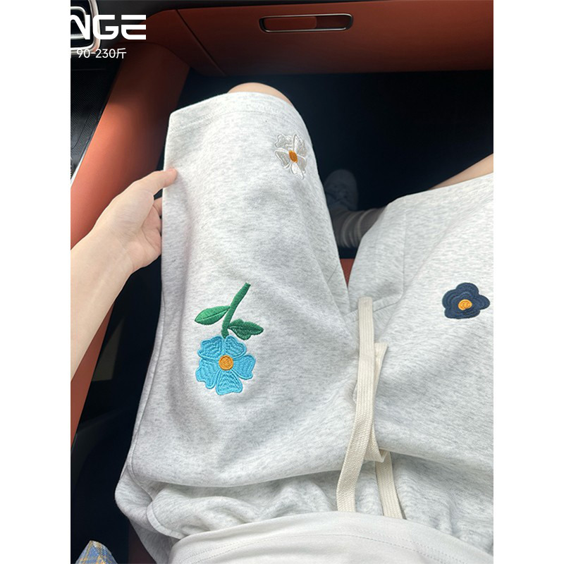 胖胖哥夏季潮牌小花五分裤子男款设计感小众大码宽松运动休闲短裤