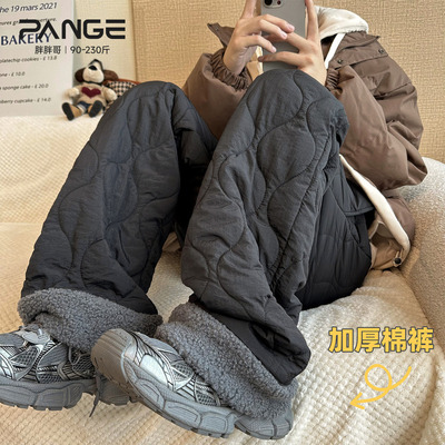 胖胖哥葫芦纹摇粒绒棉裤男款冬季新款加绒加厚大码宽松裤子休闲裤